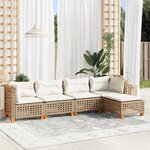 vidaXL Salon de jardin avec coussins 5 Pièces beige résine tressée