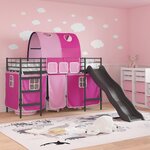 vidaXL Lit mezzanine pour enfants Noir et rose 74 5 x 190 cm Métал