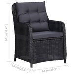vidaXL Chaises de jardin lot de 2 avec coussins Résine tressée Noir