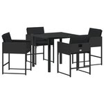 vidaXL Ensemble de salle à manger de jardin 5 pièces   avec coussins  noir en poly rattan.