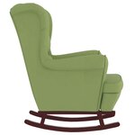 vidaXL Fauteuil à bascule à oreilles en velours vert clair bois massif