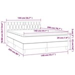 vidaXL Sommier à lattes de lit avec matelas LED Noir 140x200 cm Tissu