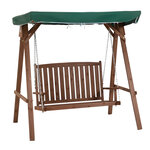 Balancelle de jardin 2 places dim. 1 6L x 1 2l x 1 65H m charge max. reco. 227 Kg toit pare-soleil intégré bois de sapin polyester vert