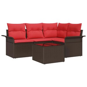 vidaXL Ensemble de canapé de jardin 5 Pièces Marron polyrotin