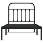 vidaXL Cadre de lit métal avec tête de lit noir 90x200 cm