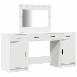 vidaXL Table de Toilette avec tiroir 3 Pièces Blanc Bois d'ingénierie