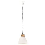 Vidaxl lampe suspendue industrielle blanc fer et bois solide 46 cm e27