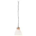 vidaXL Lampe suspendue industrielle Blanc Fer et bois solide 46 cm E27