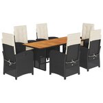 vidaXL Ensemble à manger de jardin coussins 7Pièces Noir Résine tressée