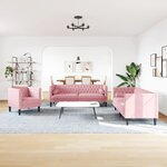 vidaXL Ensemble de canapé Chesterfield et traversins 3Pièces rose velours