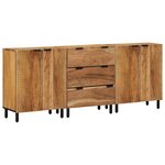 vidaXL Buffet 3 Pièces Marron 60 x 33 x 75 cm Bois d'acacia massif