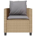 vidaXL Ensemble de bistro 3 Pièces avec coussins beige résine tressée