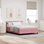 vidaXL Lit à ressorts avec matelas Rose 160 x 200 cm tissu