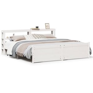 vidaXL Cadre de lit avec tête de lit sans matelas blanc 200x200 cm