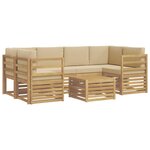 vidaXL Ensemble de canapés d'extérieur 7 pc Blanc et Beige Polyester