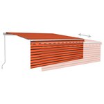 vidaXL Auvent manuel rétractable avec store LED 4x3 m Orange et marron