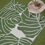 Tapis extérieur terrasse réversible - Tapis de jardin imperméable et résistant UV - Ada - Vert- 150x240 cm - HOMESCAPES