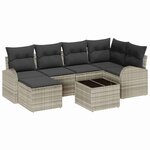 vidaXL Ensemble de canapé de jardin 7 Pièces Gris clair Poly rotin