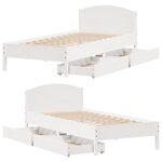 vidaXL Cadre de lit sans matelas blanc 75x190 cm bois de pin massif