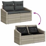 vidaXL Ensemble de canapés de jardin 6 pièces avec coussins gris clair en poly rattan