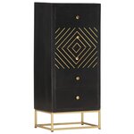 vidaXL Armoire à tiroirs Noir et doré 45x30x105 cm Bois de manguier