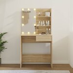 vidaXL Coiffeuse avec LED chêne sonoma 74 5x40x141cm bois d'ingénierie