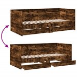 vidaXL Lit de jour et tiroirs chêne fumé 100x200 cm bois d'ingénierie