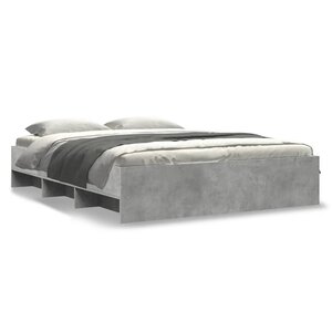 vidaXL Cadre de lit gris béton 150x200 cm bois d'ingénierie