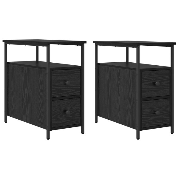 vidaXL Cabinet de chevet avec tiroir 2 Pièces Chêne noir 30 x 60 x 60 cm