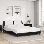 vidaXL Cadre de lit sans matelas noir et blanc 160x200 cm similicuir