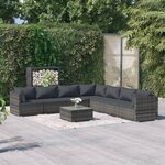 vidaXL Salon de jardin 8 Pièces avec coussins Résine tressée Gris