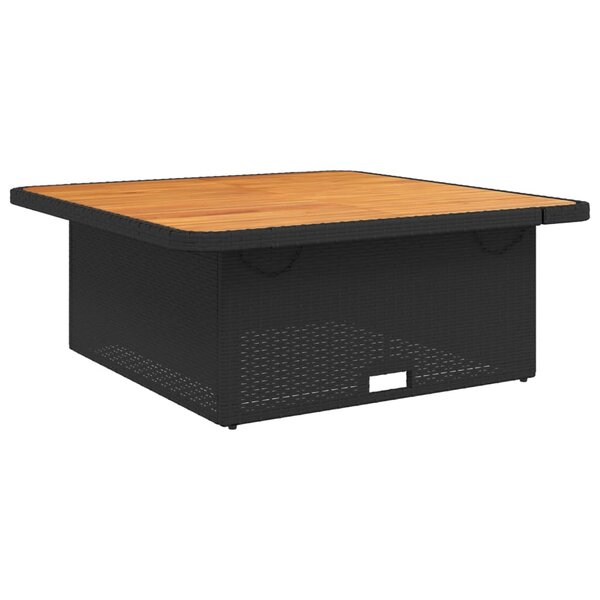 vidaXL Table de jardin noir 110x110x71cm résine tressée et bois acacia