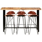 vidaXL Ensemble de bar 7 Pièces Bois d'acacia solide et cuir véritable