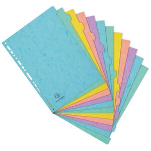 Intercalaires Carte Lustrée 400g/m2 Aquarel 12 Positions - A4 - Couleurs Assorties - Exacompta
