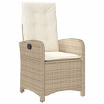 vidaXL Chaises inclinables de jardin lot de 2 et coussins beige rotin