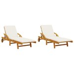 vidaXL Chaises longues lot de 2 avec table bois massif d'acacia