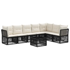 vidaXL Ensemble de canapé de jardin 8 pc Noir polyrotin