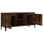 vidaXL Meuble TV avec pieds en métal Chêne fumé 103 5x35x50 cm