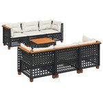 vidaXL Salon de jardin 7 Pièces avec coussins noir résine tressée
