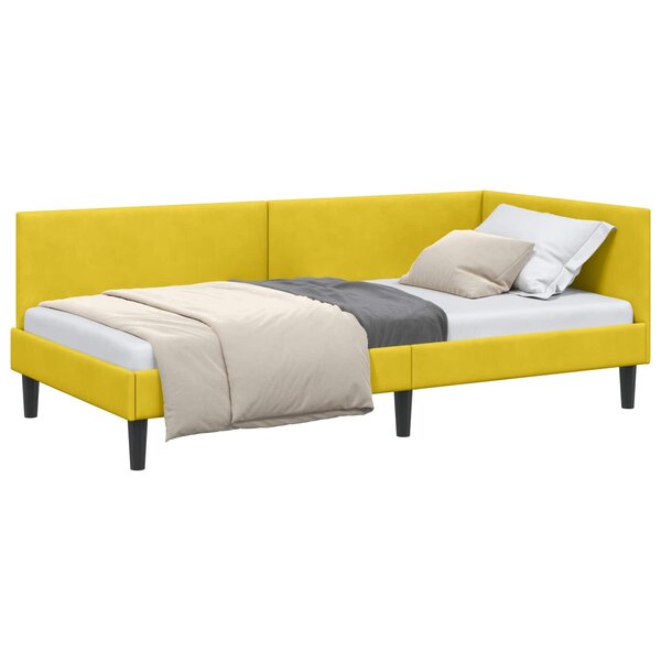 vidaXL Cadre de lit d'angle Jaune 90 x 190 cm Velours