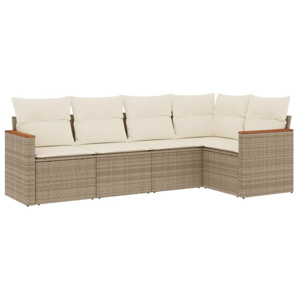 vidaXL Salon de jardin avec coussins 5 Pièces beige résine tressée