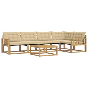 vidaXL Ensemble de canapés d'extérieur 6 Pièces Blanc et Beige