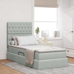 vidaXL Lit avec rangement et matelas Gris clair 90 x 200 cm Velours