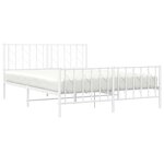 vidaXL Cadre de lit métal sans matelas et pied de lit blanc 150x200 cm