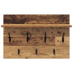 vidaXL Porte-manteau mural avec étagère Montage mural avec stockage Bois ancien 60 x 40 x 12 cm