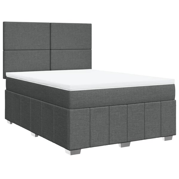 vidaXL Sommier à lattes de lit avec matelas Gris foncé 140x200cm Tissu