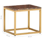 vidaXL Table basse Marron 40x40x35 cm Pierre véritable texture marbre