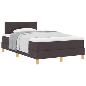 vidaXL Lit à ressorts avec coussin Marron foncé 120 x 200 cm tissu