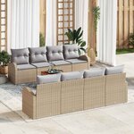 vidaXL Ensemble de canapé de jardin 9 Pièces Beige  gris clair