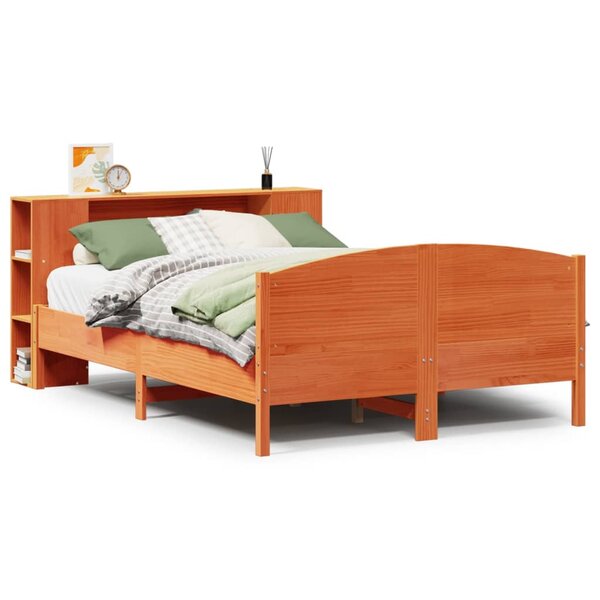 vidaXL Lit bibliothèque sans matelas cire marron 150x200 cm pin massif